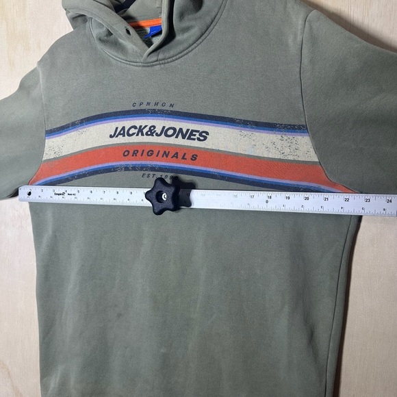 Jack & Jones Green Hoodie with Striped Logo - Picture 7 of 11